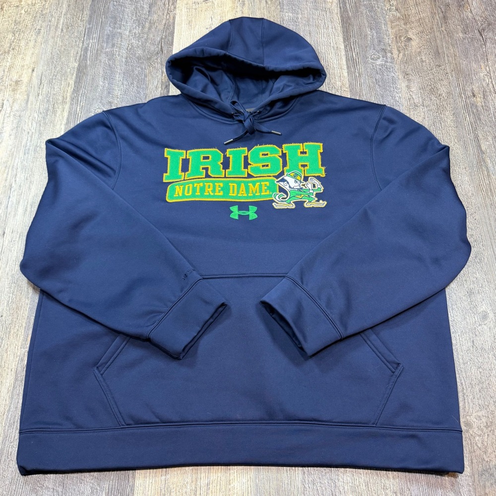Under Armour Hoodie Men 2XL Navy Notre Dame Irish Storm Performance Sweatshirt